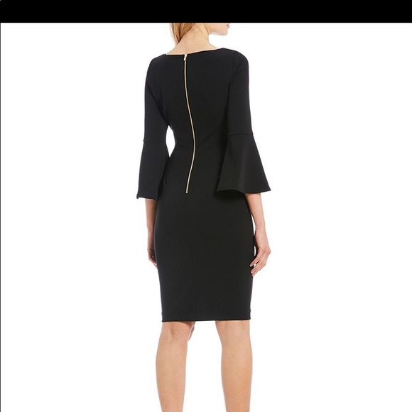 Calvin Kiein- Black Sheath, 3/4 Bell Sleeve Dress - Picture 2 of 3